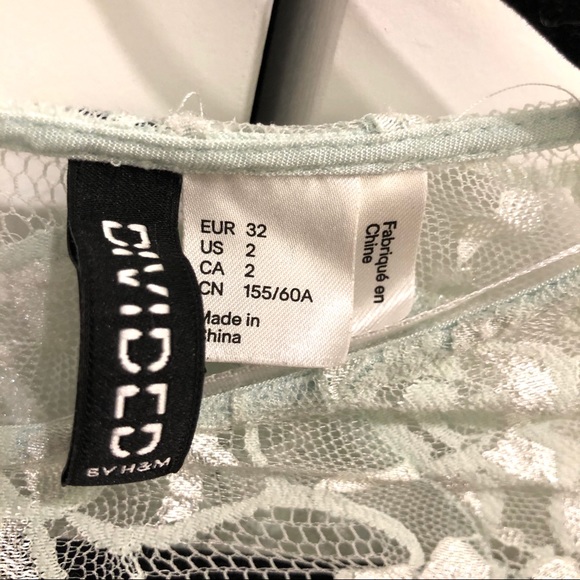 H&M Seafoam Green See-through Blouse Size 2 - Picture 3 of 3